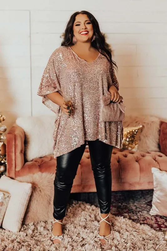 Unbeatable Sights Sequin Shift Tunic In Pink Curves sold by Impressions