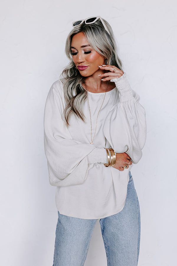 Saturday Night Premiere Shift Top in Light Stone sold by Impressions