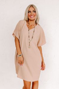 Shoreline Serenade Shift Dress In Iced Latte sold by Impressions