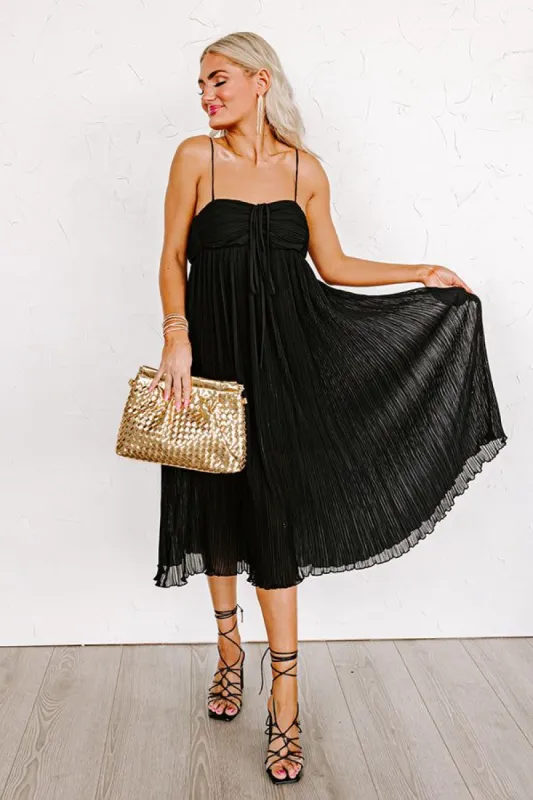 Powerful Love Pleated Midi In Black sold by Impressions