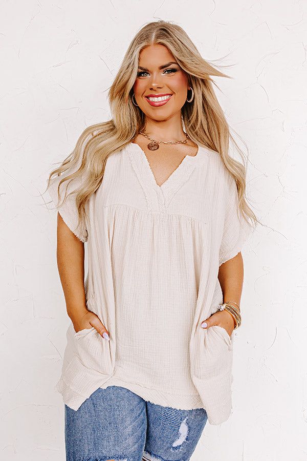 Beyond Lovely Shift Top In Birch Curves sold by Impressions