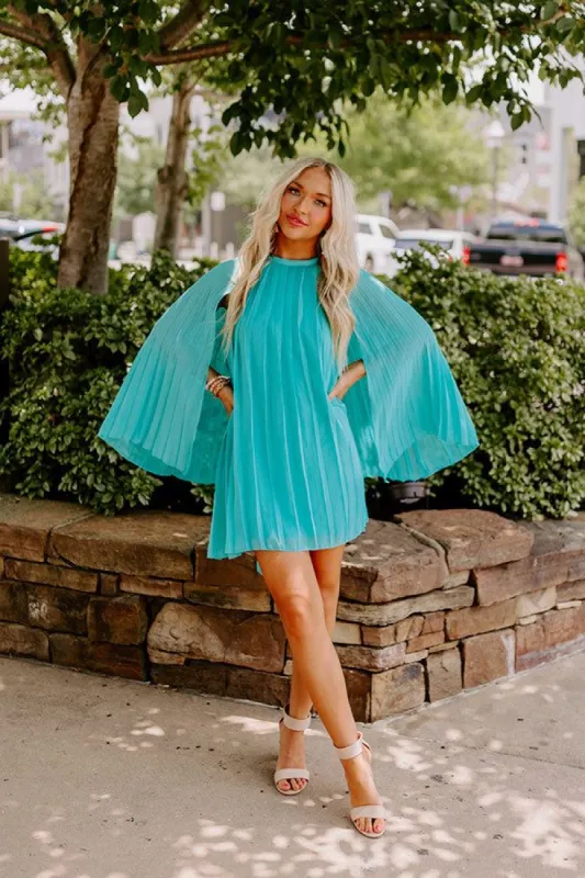 Runway Revelry Shift Dress In Turquoise sold by Impressions