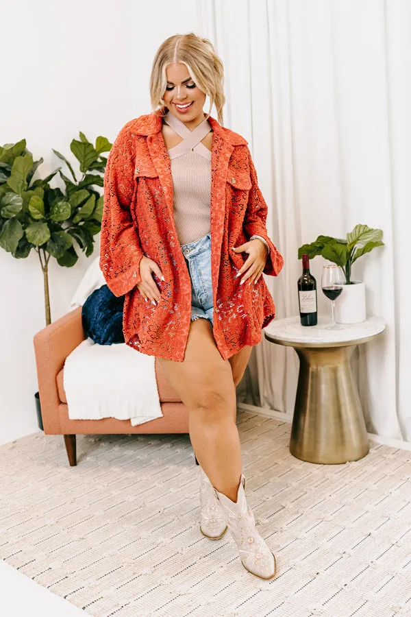 Along The Drive Lace Button Up In Rust Curves sold by Impressions product image thumbnail 5