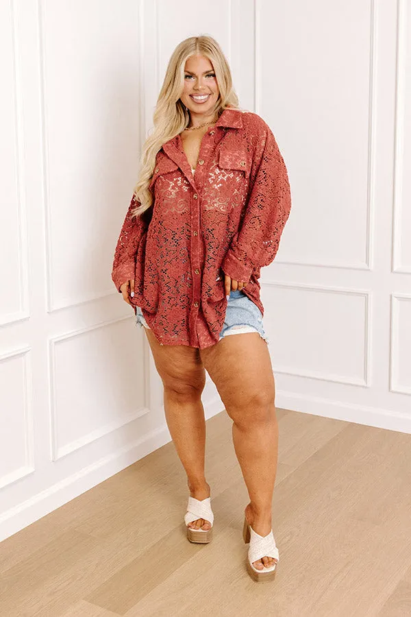 Along The Drive Lace Button Up In Rust Curves sold by Impressions product image thumbnail 3