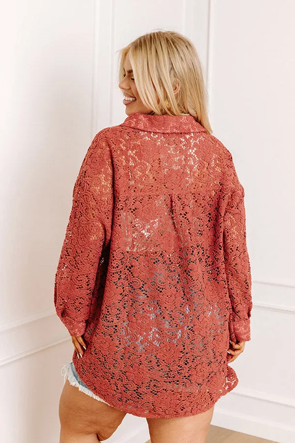 Along The Drive Lace Button Up In Rust Curves sold by Impressions product image thumbnail 4