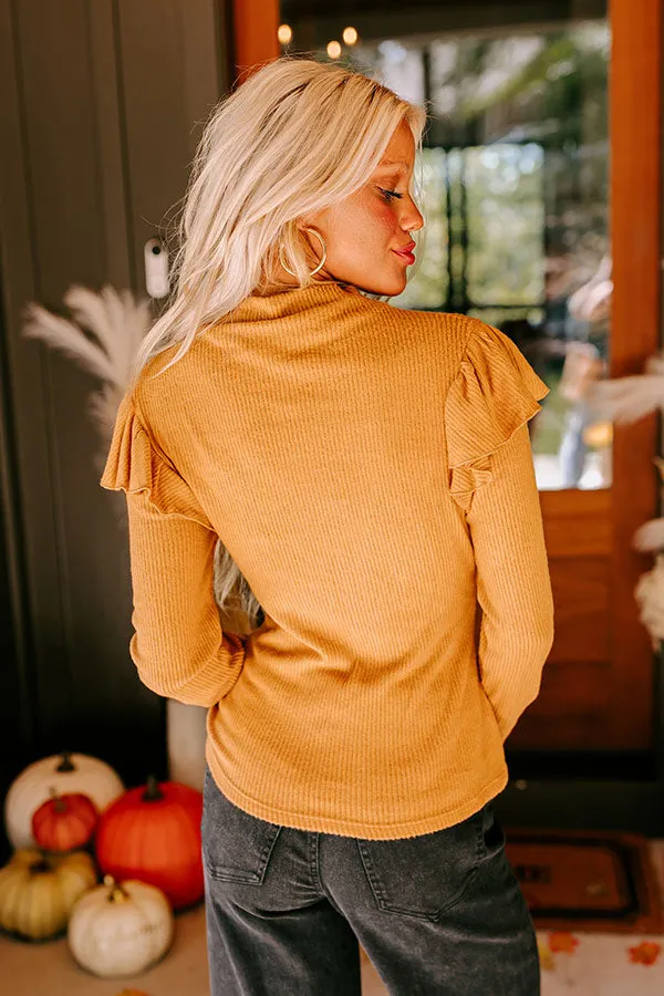 Fashionably Late Ruffle Top in Camel sold by Impressions product image thumbnail 3