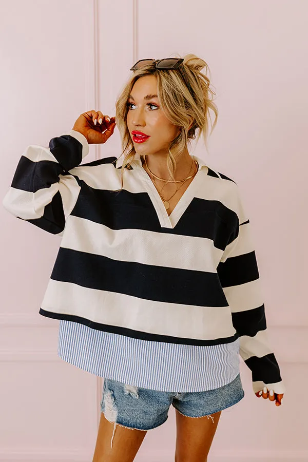 Stripe This Way Top In Navy sold by Impressions