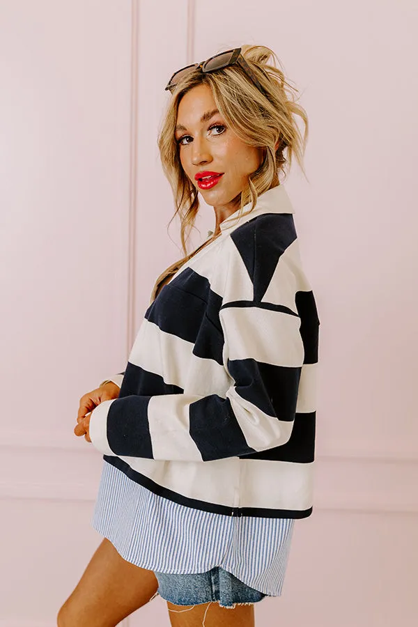 Stripe This Way Top In Navy sold by Impressions product image thumbnail 5