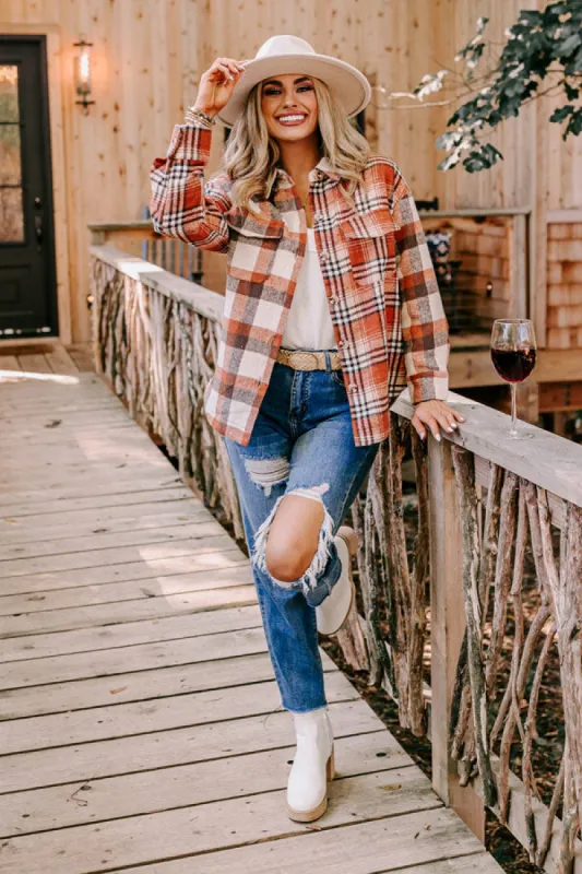 Nantucket Chill Plaid Jacket In Rust sold by Impressions