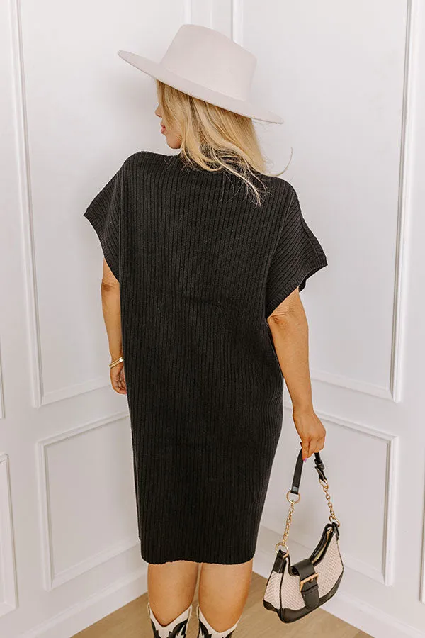 Autumn Crisp Ribbed Sweater Dress in Black Curves sold by Impressions product image thumbnail 5