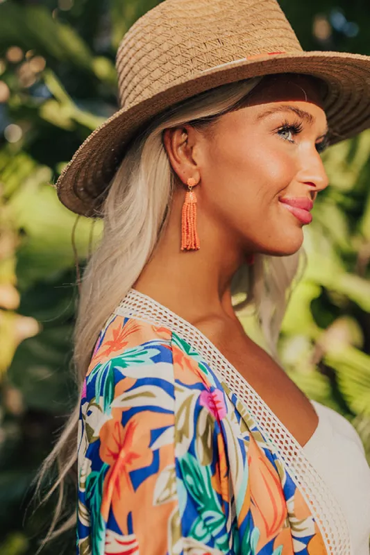 Vibrant Vibes Beaded Earrings In Orange sold by Impressions