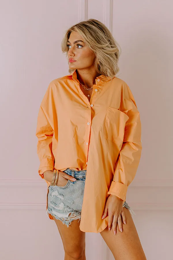 Sending Good Luck Button Up Top In Orange sold by Impressions