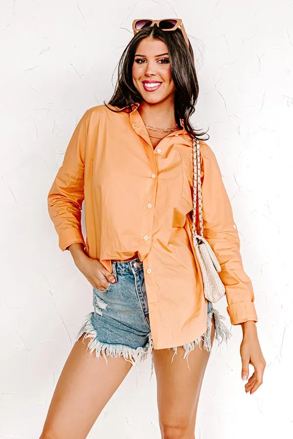 Sending Good Luck Button Up Top In Orange sold by Impressions product image thumbnail 5