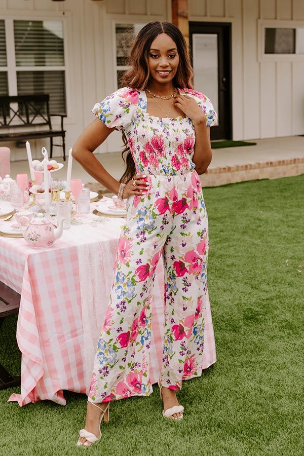 Greek Dreaming Smocked Jumpsuit sold by Impressions