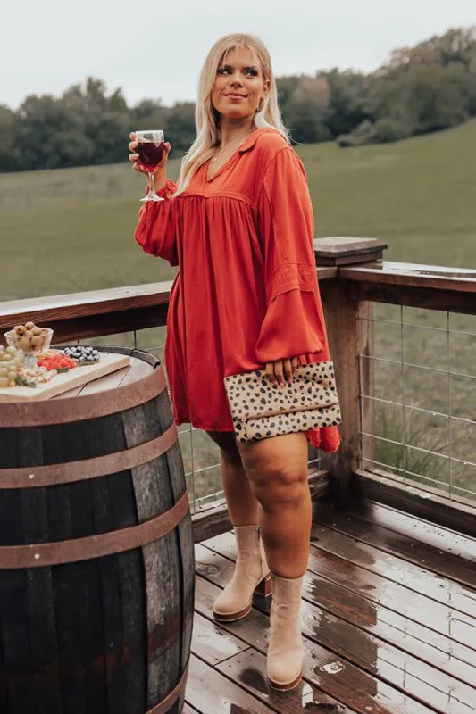 Style Code Babydoll Dress in Rust Curves sold by Impressions