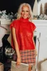 Wine Tasting Metallic Sweater Top in Red sold by Impressions