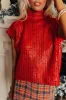 Wine Tasting Metallic Sweater Top in Red sold by Impressions