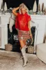 Wine Tasting Metallic Sweater Top in Red sold by Impressions