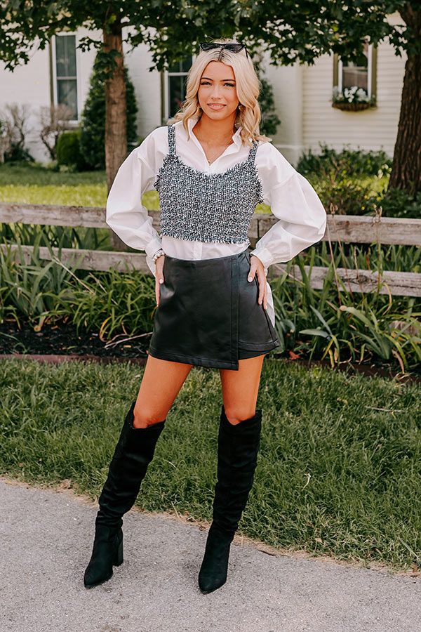 Cocktail Club Faux Leather Skort in Black sold by Impressions