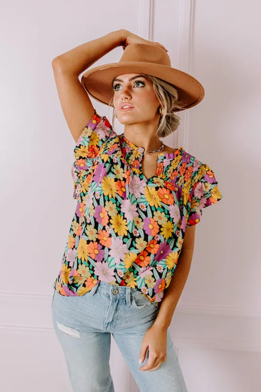 Floral Galore Shift Top In Black sold by Impressions