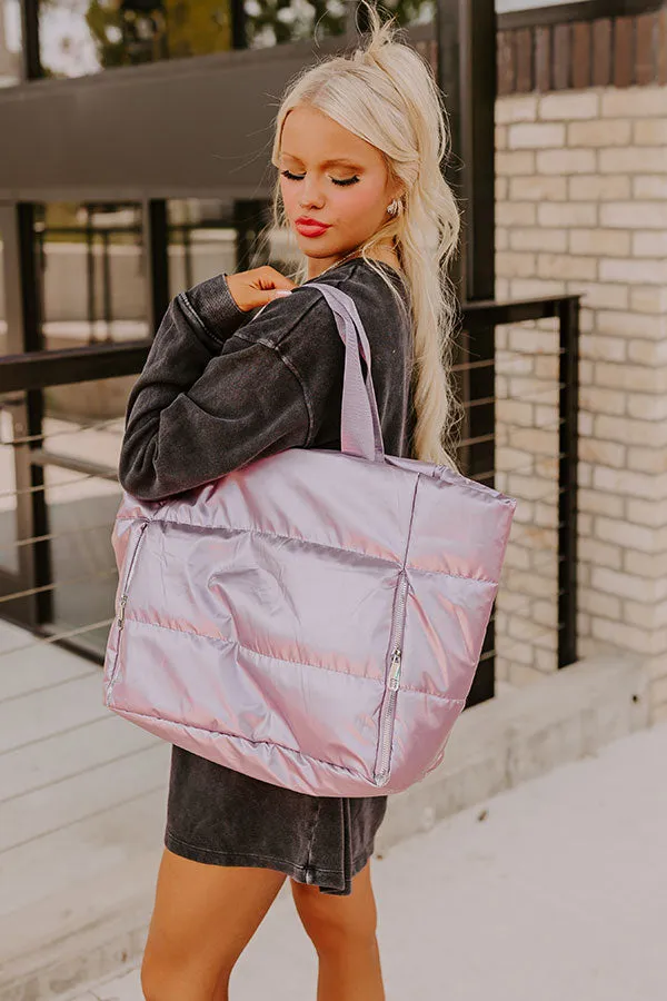 Weekend Getaway Puffer Tote in Lavender sold by Impressions