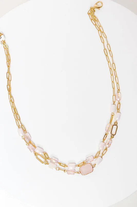 Glam Lifestyle Layered Necklace in Pink sold by Impressions