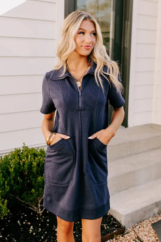 Casual Outing Mini Dress in Navy sold by Impressions