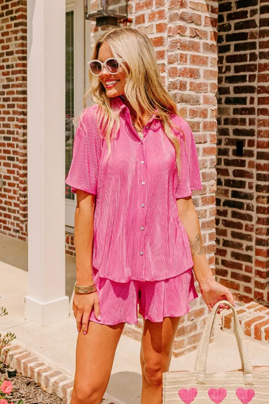 Tour The Town Pleated Top In Pink sold by Impressions