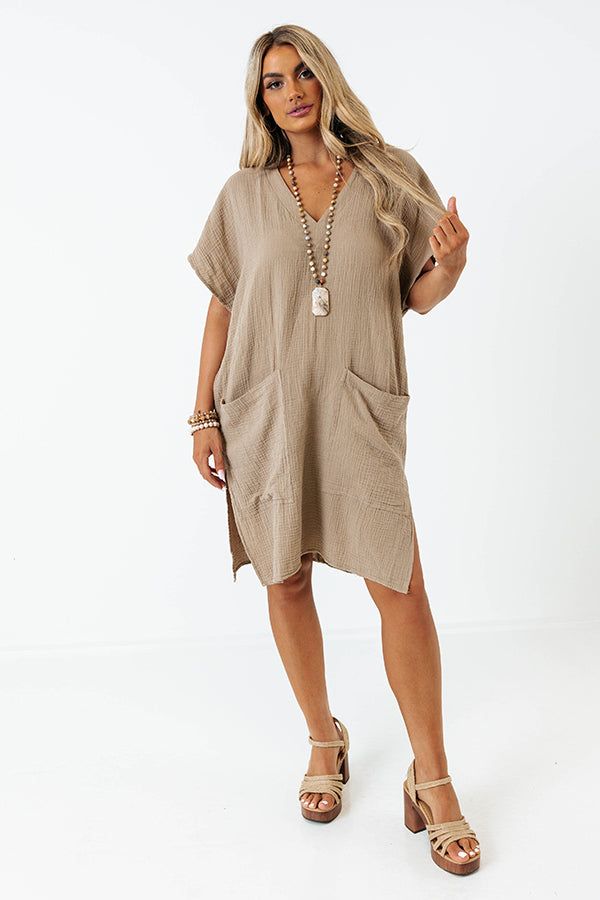 Newport Look Shift Dress in Taupe sold by Impressions product image thumbnail 3
