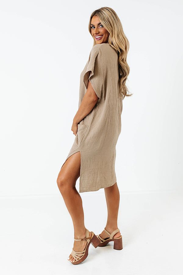 Newport Look Shift Dress in Taupe sold by Impressions product image thumbnail 2