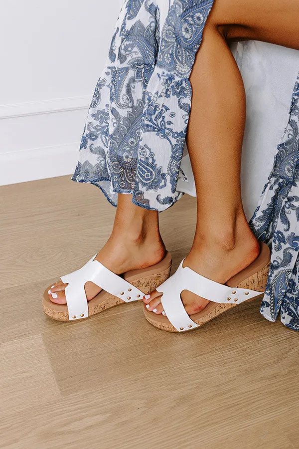 The Valentina Faux Leather Wedge in White sold by Impressions