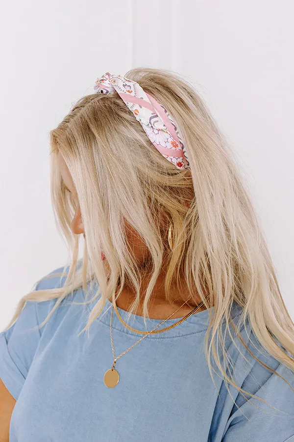 Garden Picnic Satin Hair Scarf in Pink sold by Impressions product image thumbnail 2