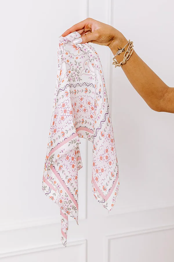 Garden Picnic Satin Hair Scarf in Pink sold by Impressions