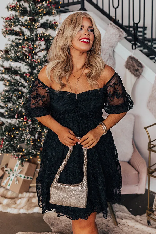 Endearing Romance Embroidered Mini Dress In Black Curves sold by Impressions