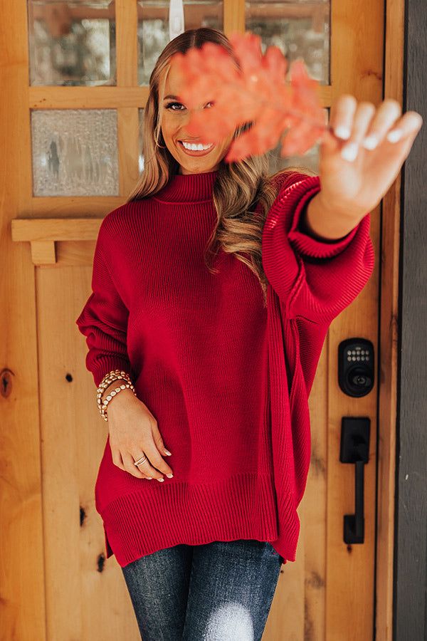 Full Of Warmth Tunic Sweater In Red sold by Impressions product image thumbnail 3