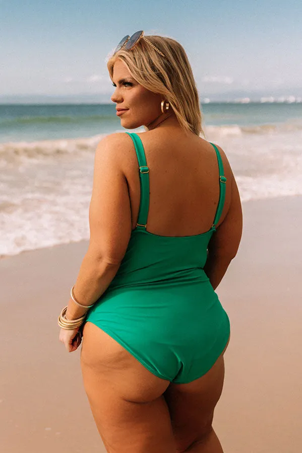 Turn Up The Waves One Piece Swimsuit in Green Curves sold by Impressions product image thumbnail 4