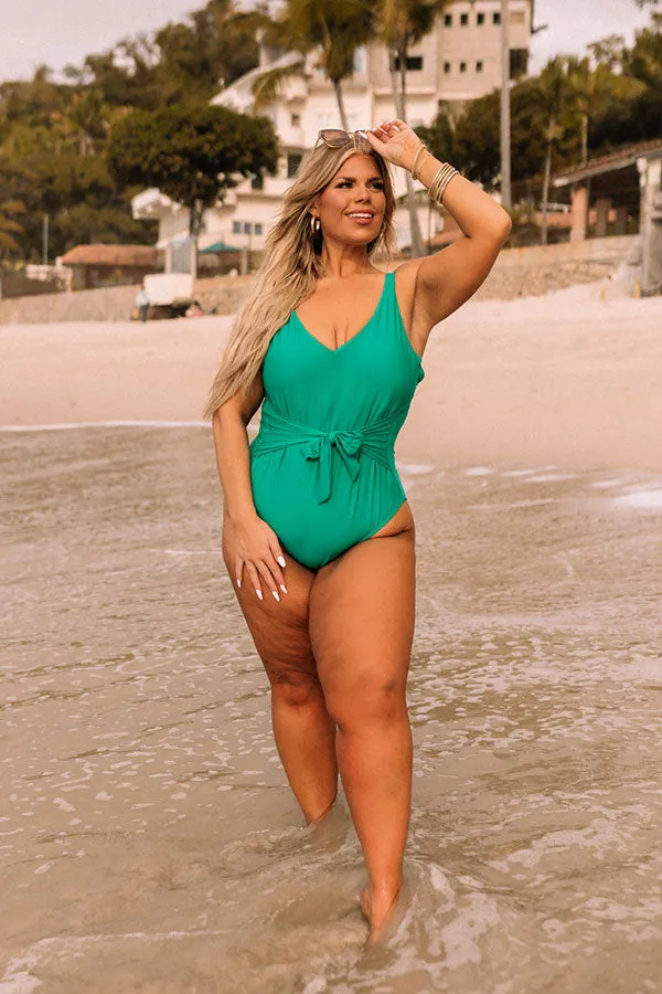 Turn Up The Waves One Piece Swimsuit in Green Curves sold by Impressions product image thumbnail 3