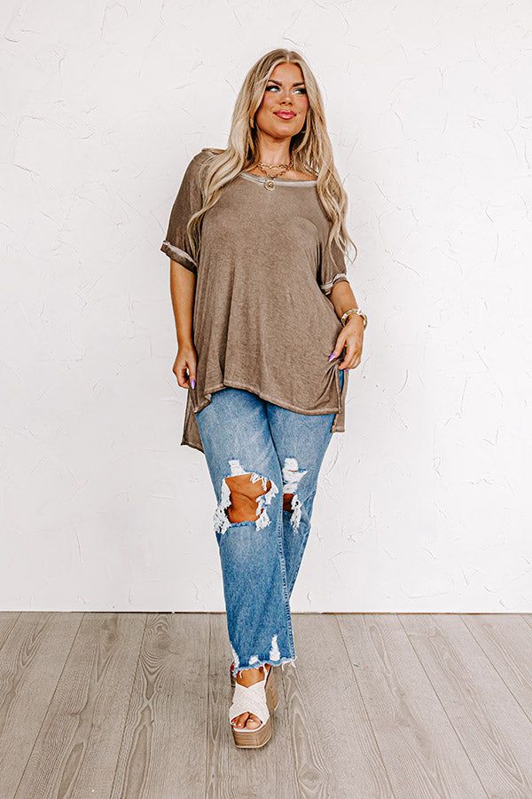 Friendly Smiles Shift Tee in Mocha sold by Impressions