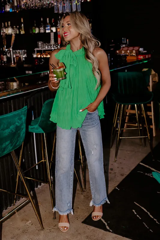 Lead Me Back To You Pleated Top In Kelly Green sold by Impressions