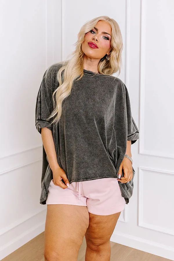 Effortless Vibes Mineral Wash Oversized Tee in Vintage Black Curves sold by Impressions