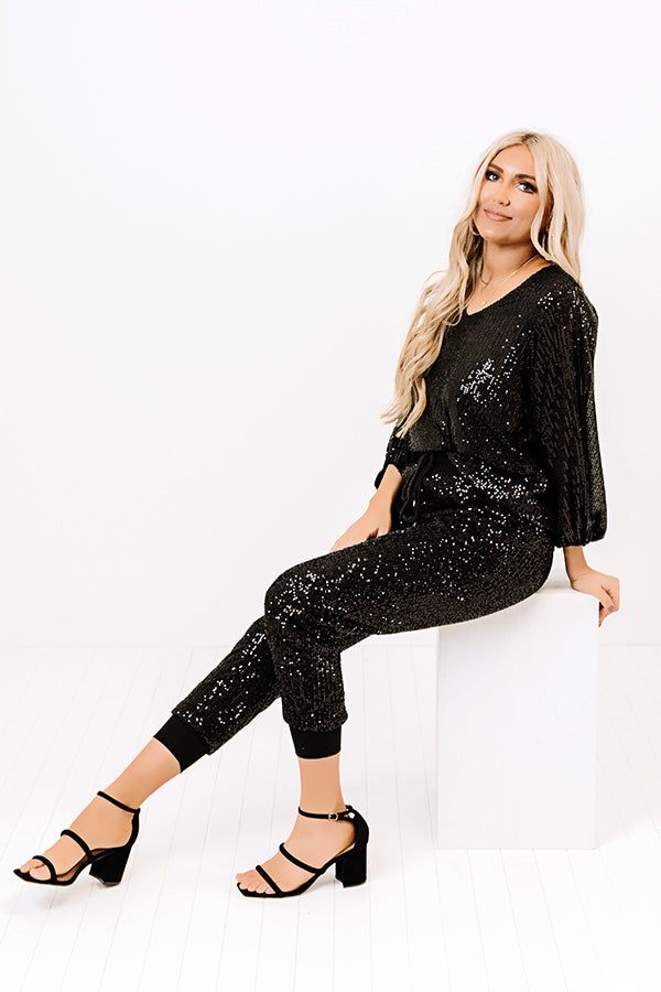 Glam And Go Sequin Shift Top In Black sold by Impressions