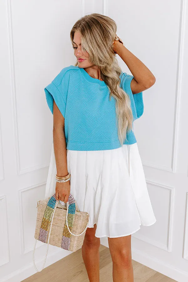 Myrtle Beach Brunch Mini Dress in Ocean Blue sold by Impressions