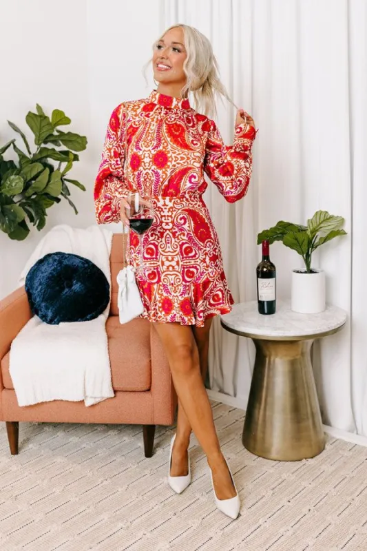 Roaming The City Paisley Mini Dress In Fuchsia sold by Impressions