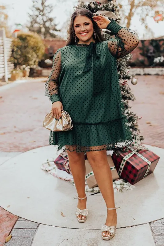 First Kiss Dreaming Dress In Hunter Green Curves sold by Impressions