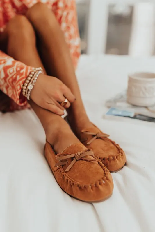 The Pip Faux Suede Moccasin Slipper In Camel sold by Impressions