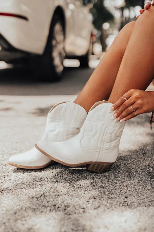 The Coop Faux Leather Cowboy Boot In White sold by Impressions