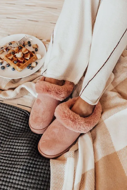 The Jozie Faux Suede Slipper In Blush sold by Impressions