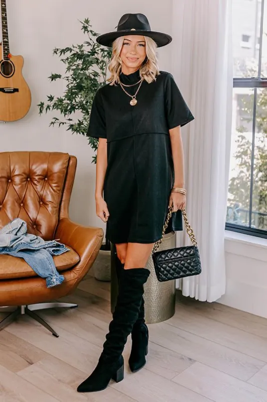 On The Scene Mini Sweater Dress In Black sold by Impressions