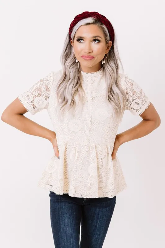 Upscale Resort Lace Top In Cream sold by Impressions