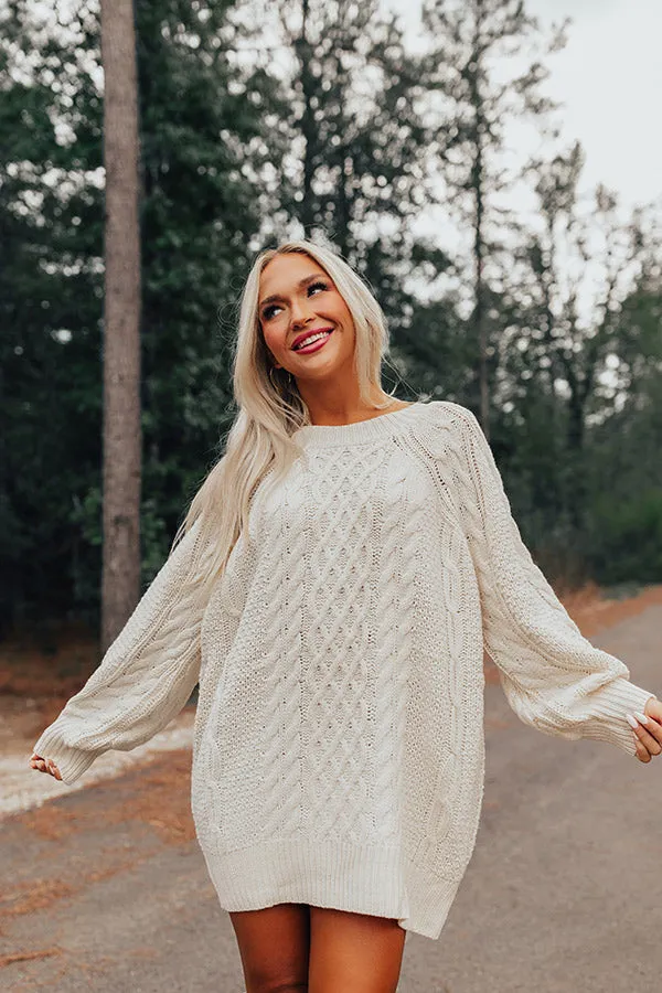 Seasonal Treats Cable Knit Sweater Dress in Ivory sold by Impressions product image thumbnail 4